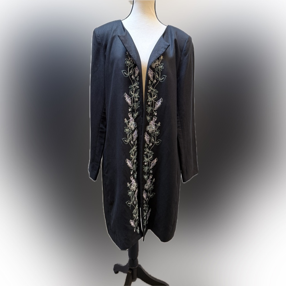 DAVID N. Vintage Linen blend duster open coat